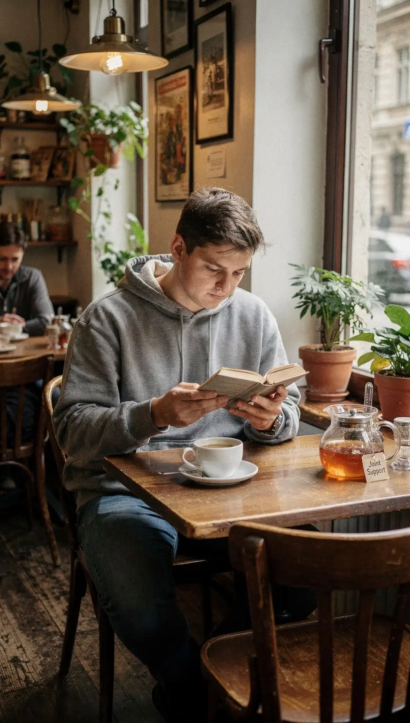 Egy személy, aki élvezi a teázást a szabadban.
