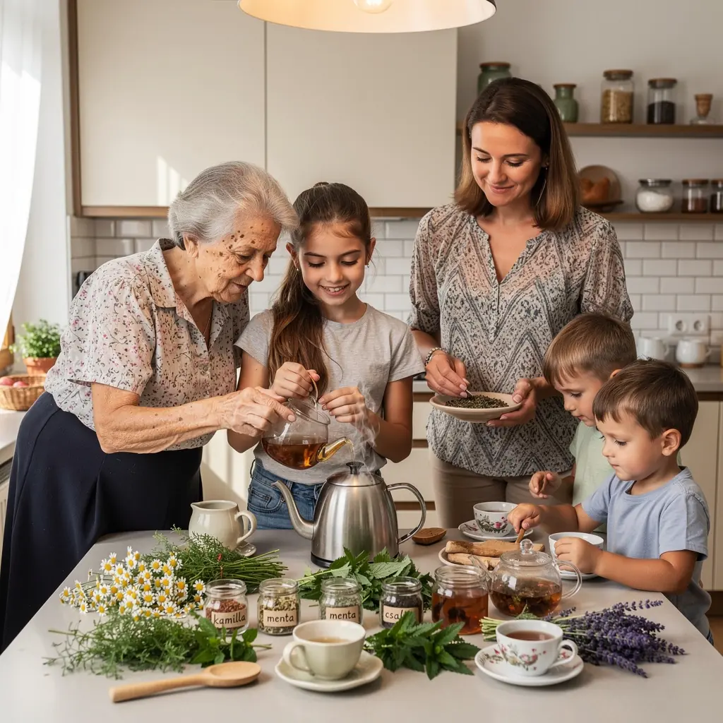 Egy csésze gőzölgő tea, mellette egy kanál méz.