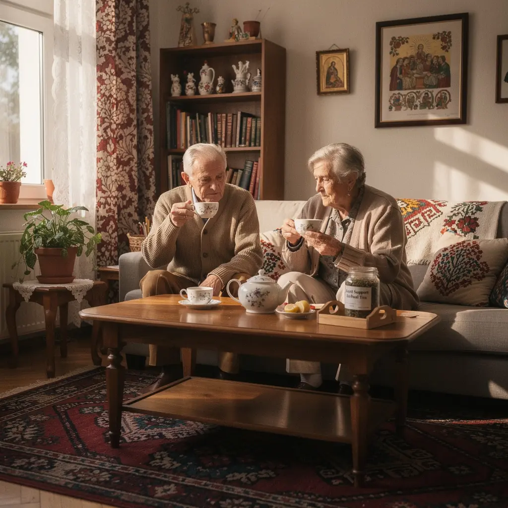 Tálalásra kész teáscsészék és egy teáskanál.